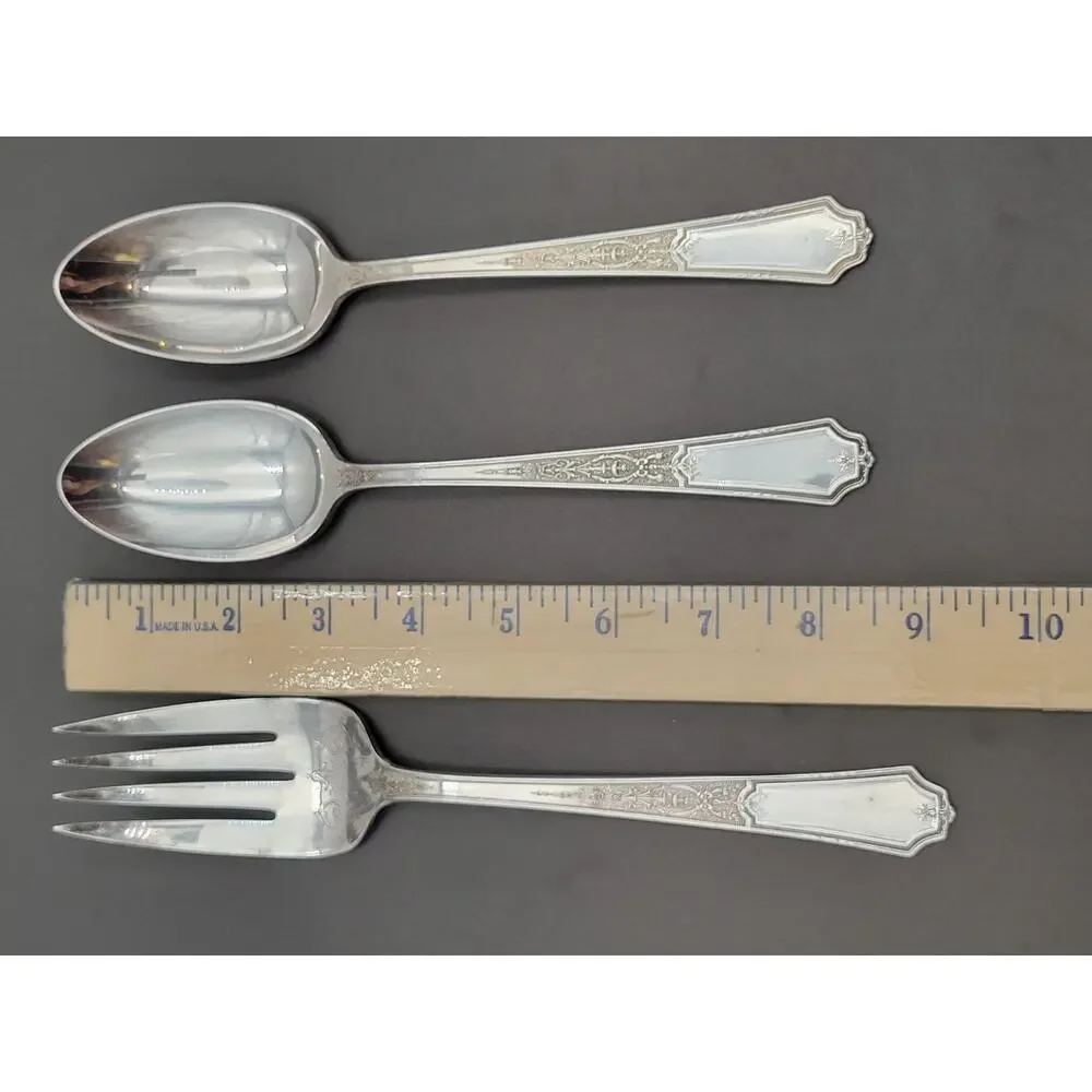 1847 Rogers Bros Ancestral Flatware Silverware Set 3 Pcs 2 Spoon & Serving Fork